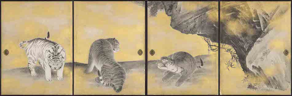 Tigers Painted in Omote Shoin in Kotohira Shrine, Kagawa Prefecture, Drawn by Okyo Maruyama, 1787 (west side)